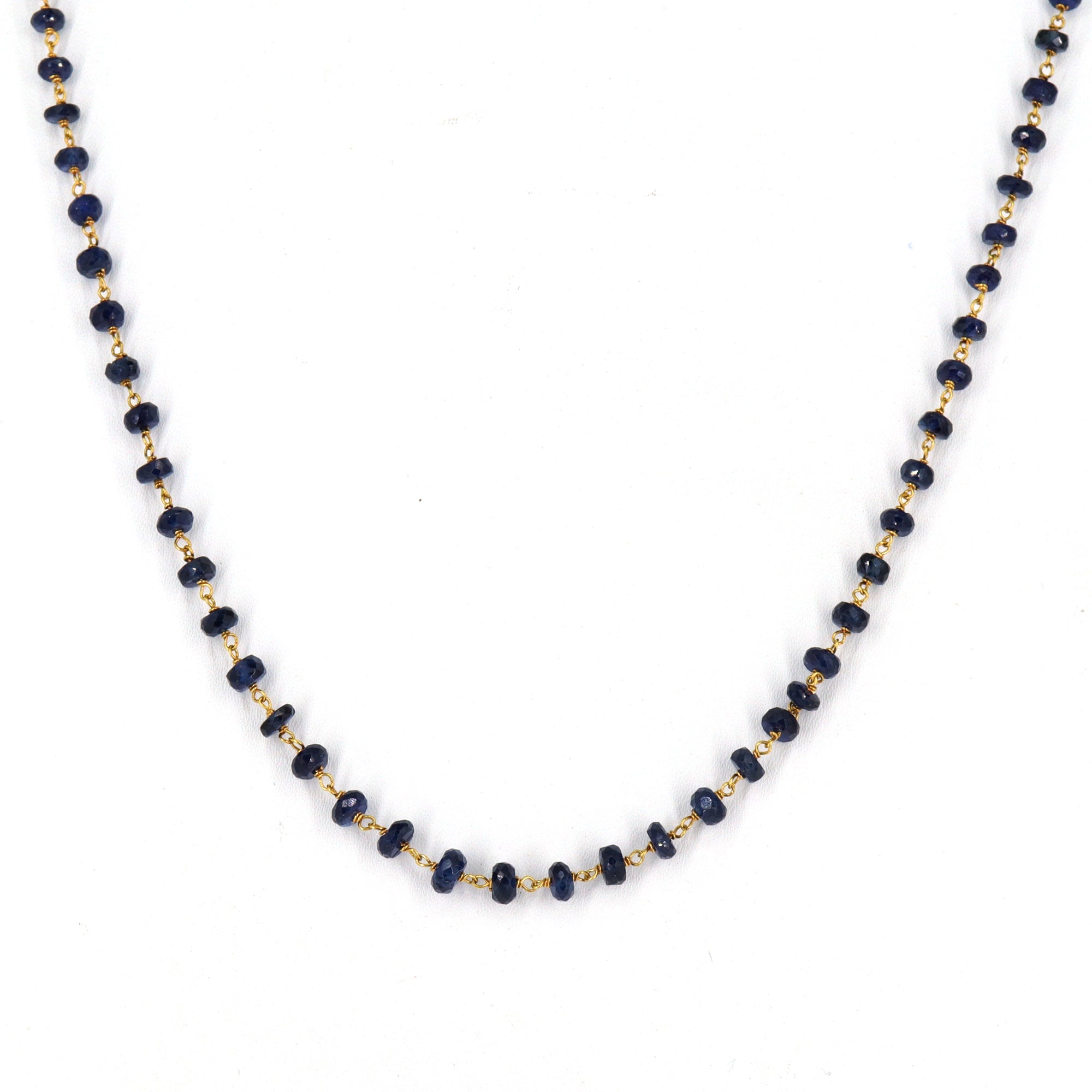 Yellow Chain/ Blue Sapphire Beads Chain/ Mangalsutram/ Blue Chain/ Bracelet 18K Gold