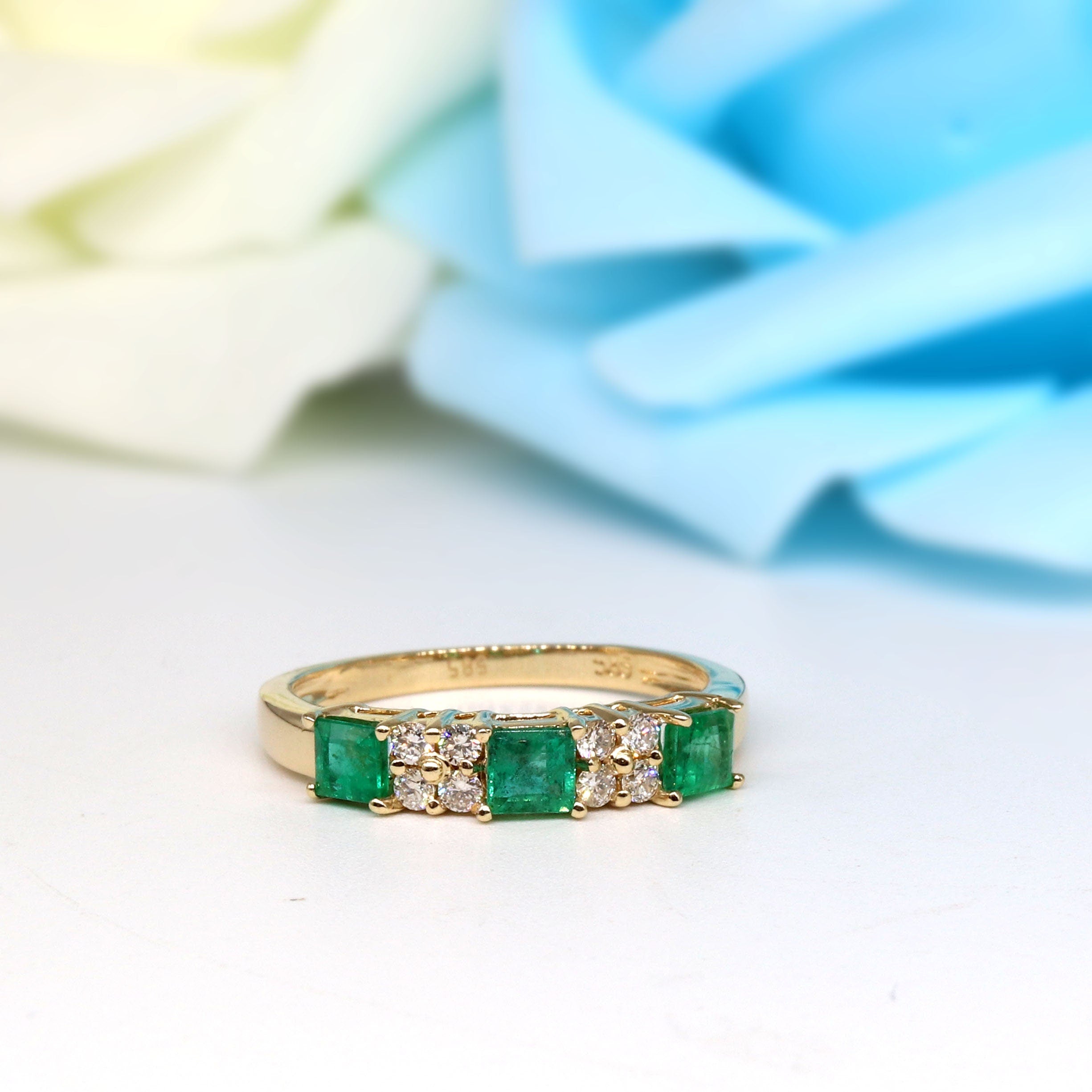 Handmade Emerald & Ring 14K Gold