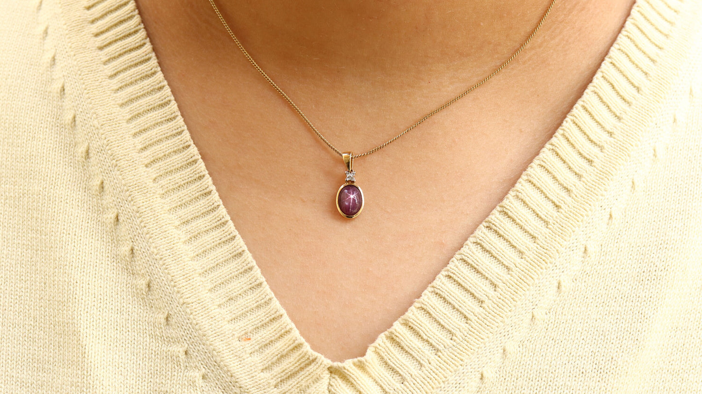 Star Ruby Pendant 14K Gold
