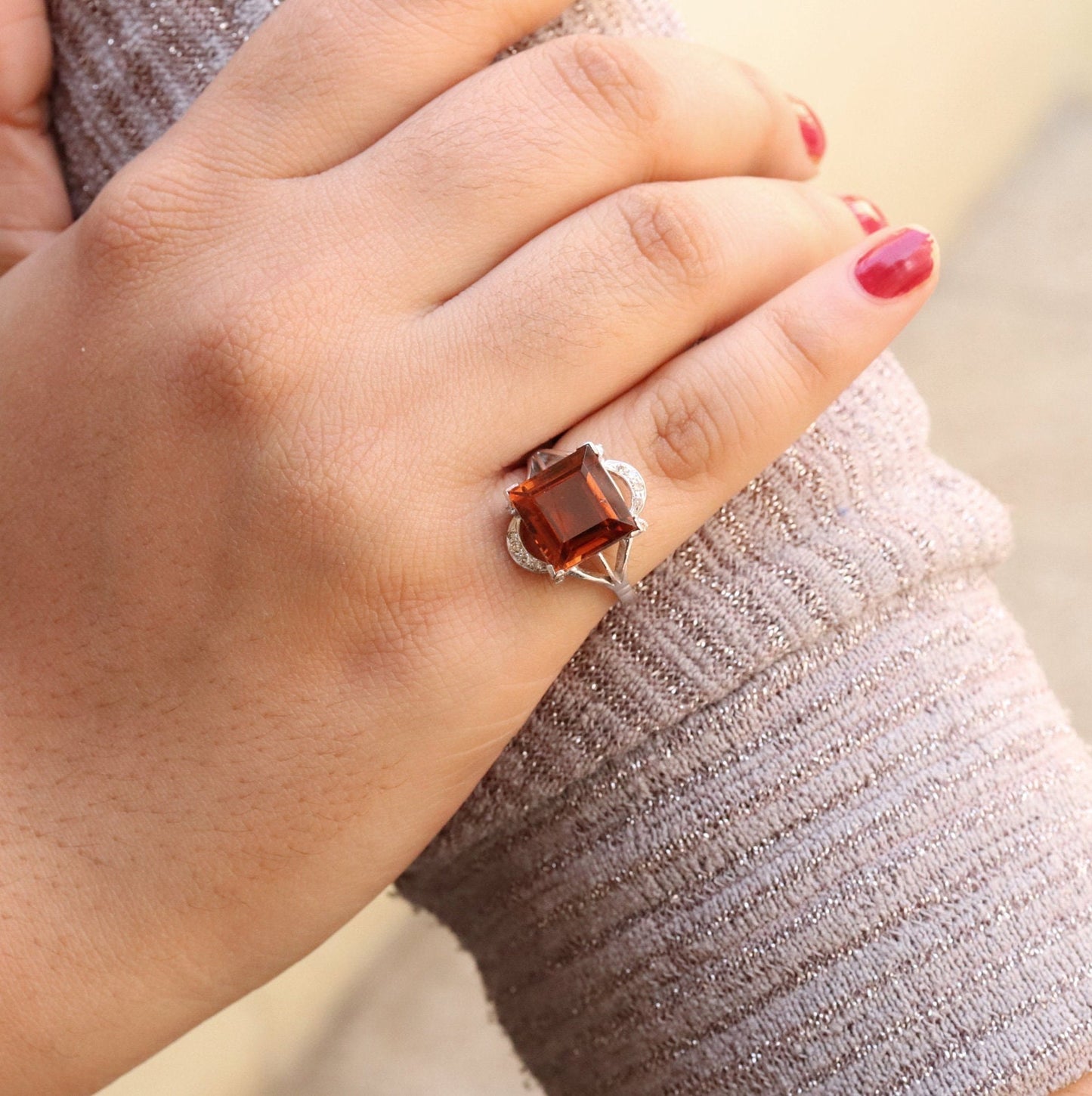White Tourmaline Vintage Ring 14K Gold