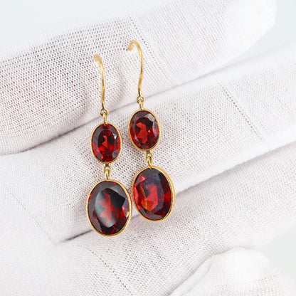 Garnet Drop Earring 18K Gold