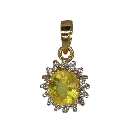 Yellow Sapphire Pendant 14K Gold