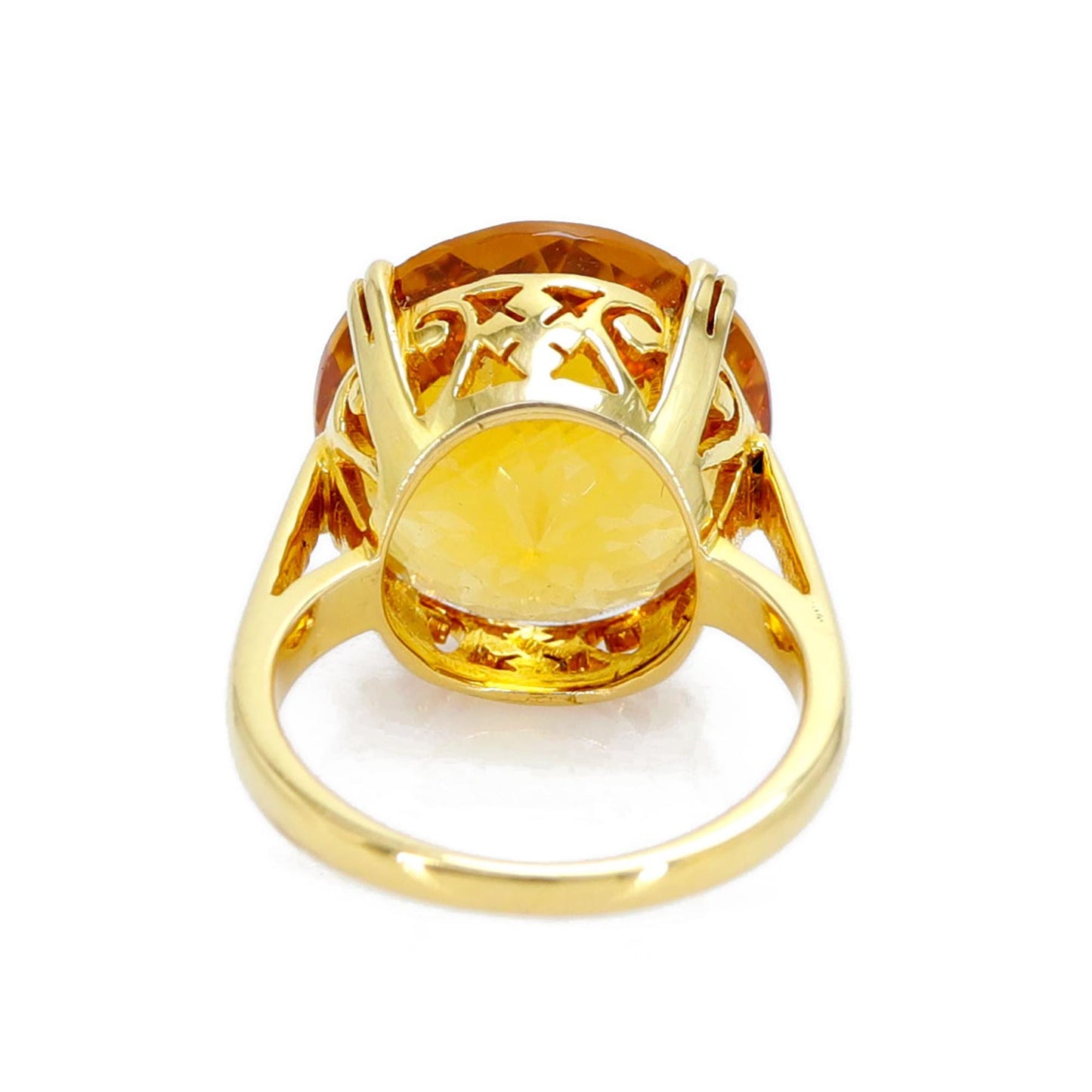 10 Big Size Citrine Gemstone Ring 18K Gold