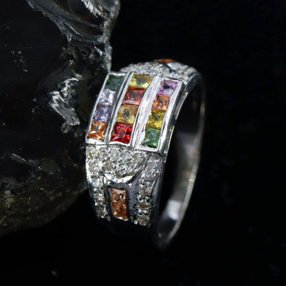 Multi Sapphire Ring Silver