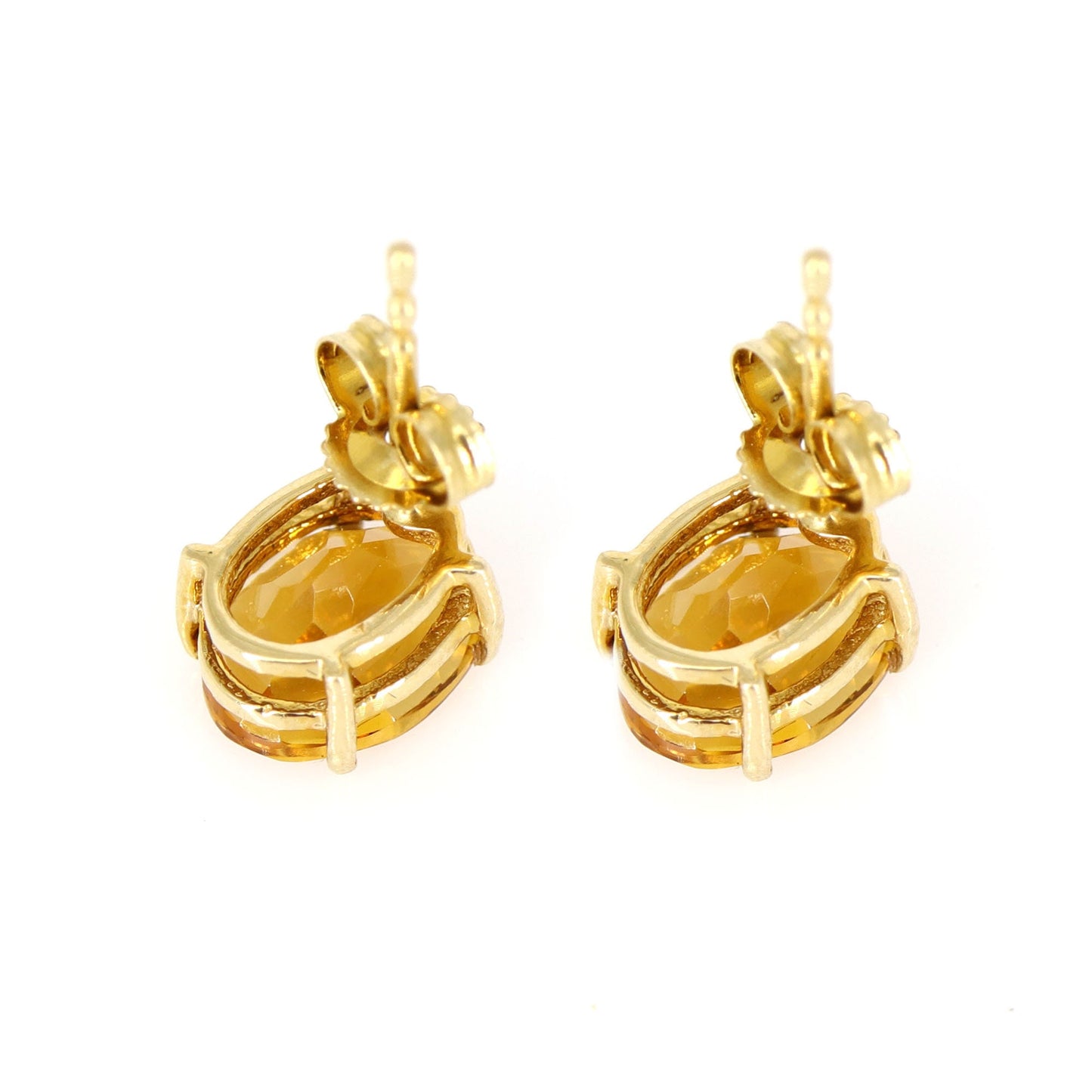 Genuine Citrine Stud Earring 14K Gold