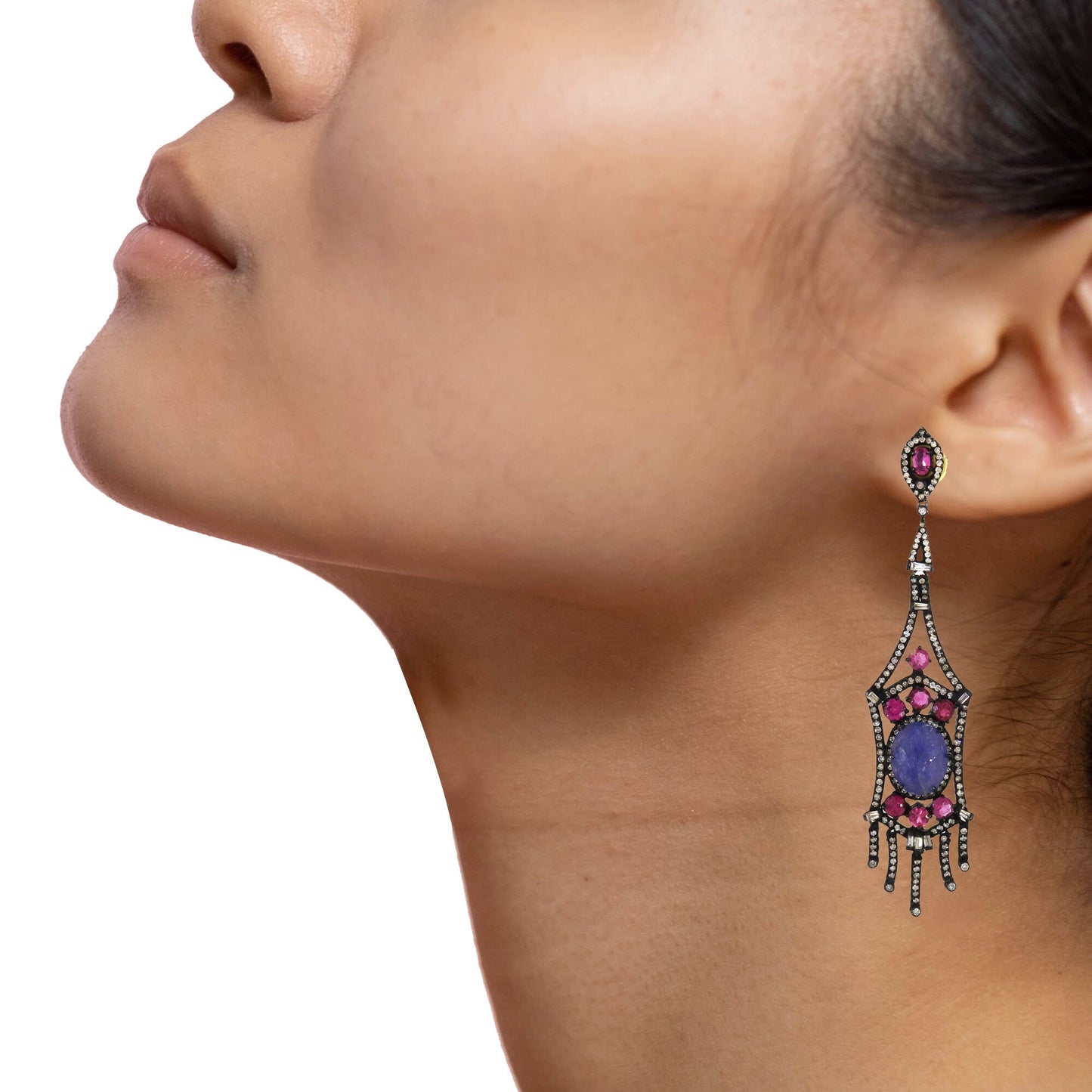 Tanzanite & Pink Tourmaline Earring