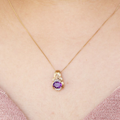 Unique Design Amethyst Necklace 14K Gold
