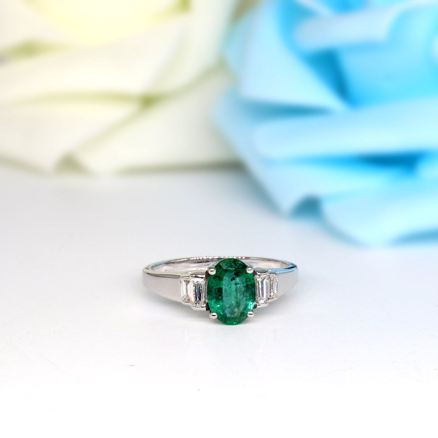 White Emerald Ring 18K Gold