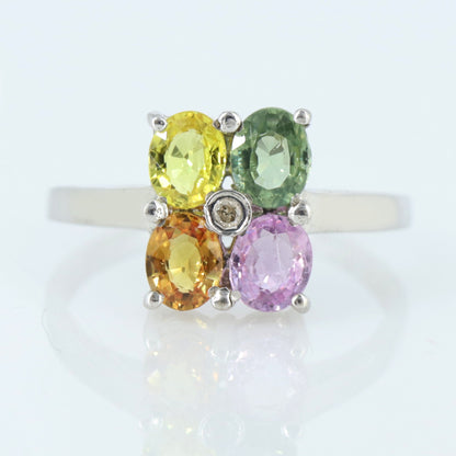 Oval Cut Multi Sapphire & Ring Silver