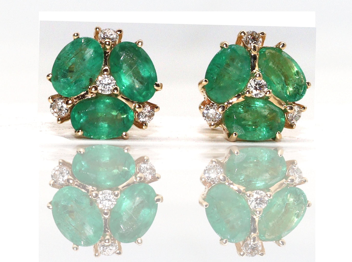 2.52 Emerald Delicate Dainty Studs Earring 14K Gold