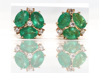 2.52 Emerald Delicate Dainty Studs Earring 14K Gold