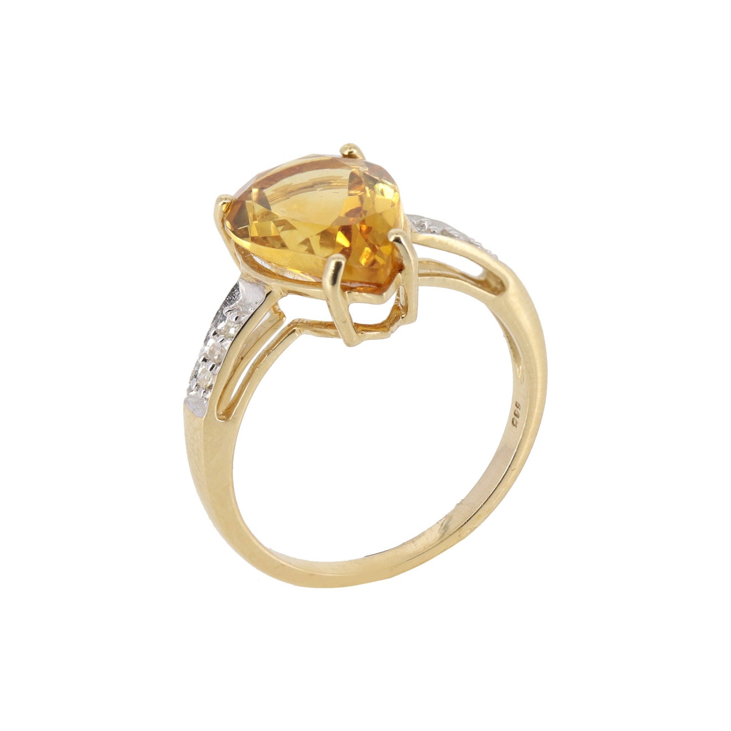 Pear Cut Citrine Ring 14K Gold