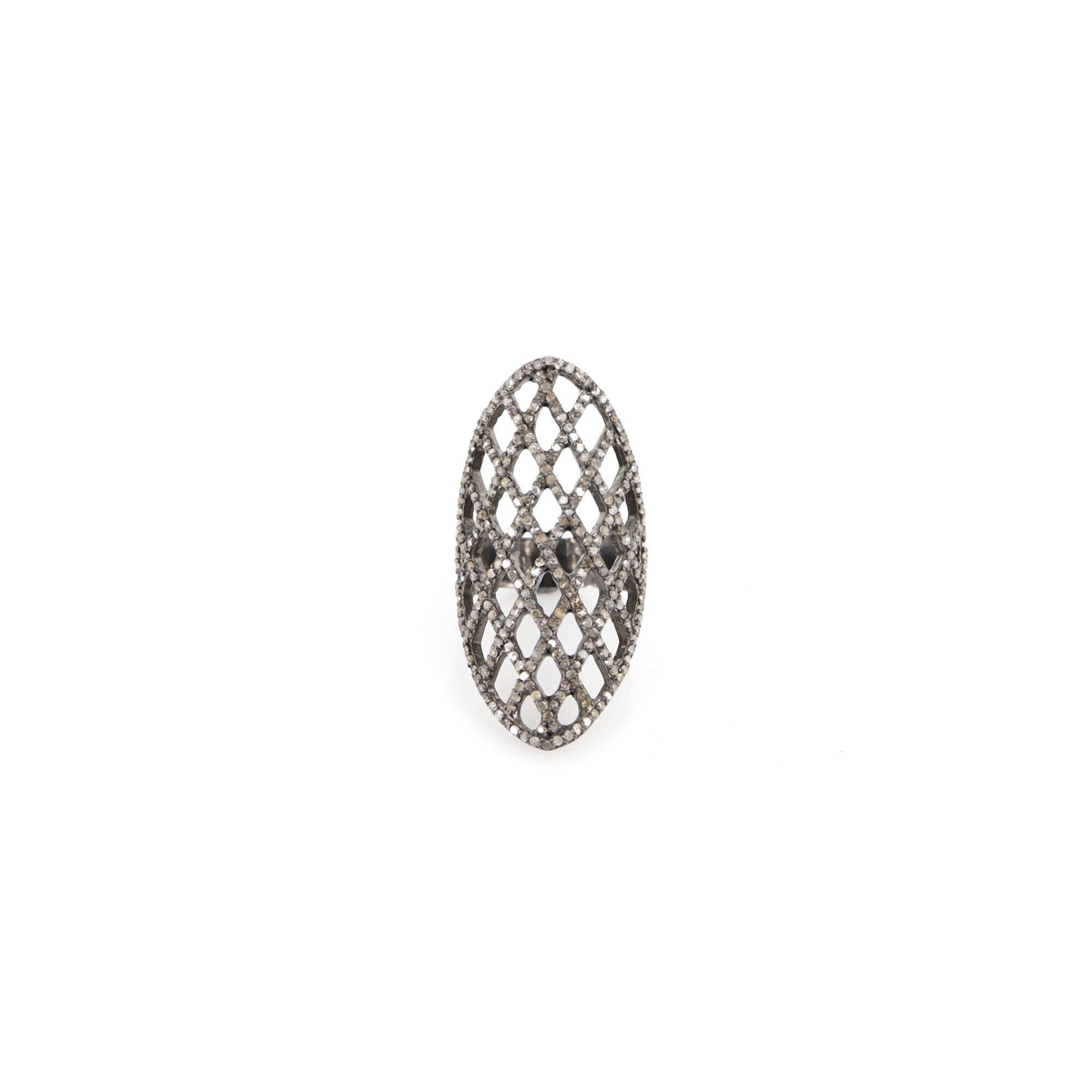 Retro Pave Ring Silver