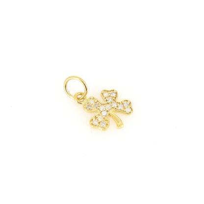 Very Beautiful Luck Leaf Designer Pave Pendant 14K Gold