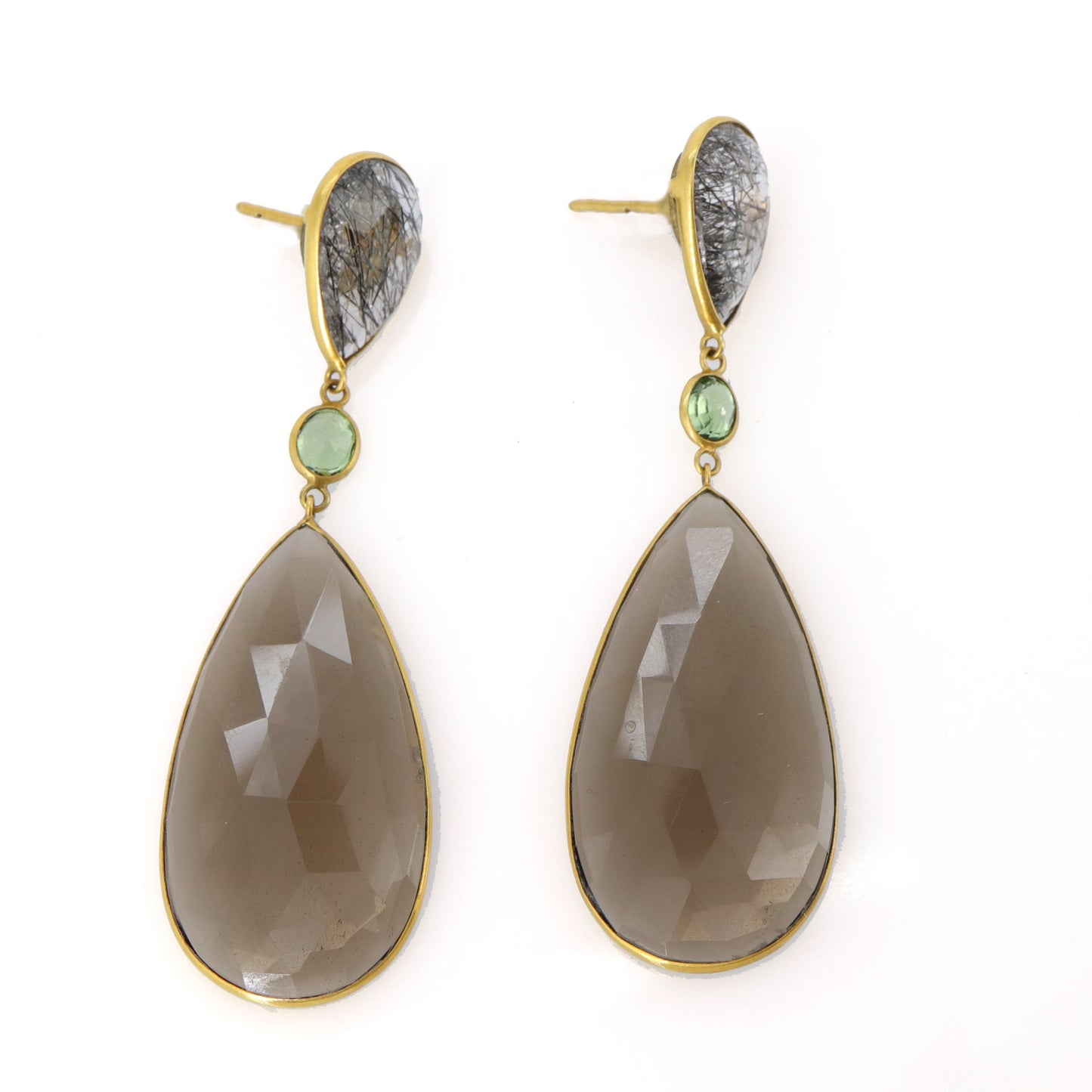 Black Rutilated Quartz Earring 18K Gold