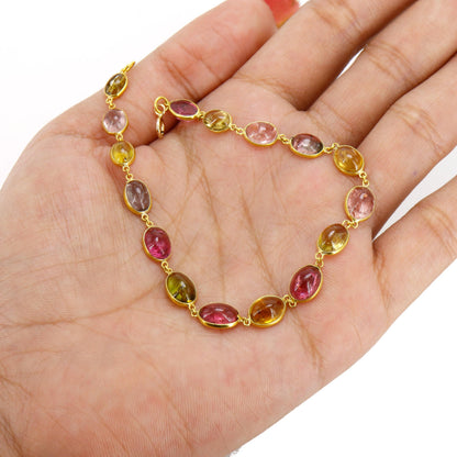 Yellow Beautiful Multi Tourmaline Bracelet 14K Gold