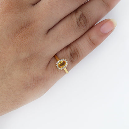 White/Yellow Cluster Engagement Ring 14K Gold