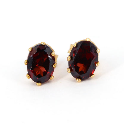 January Garnet Gemstone Studs 9K Yellow Earring Gold