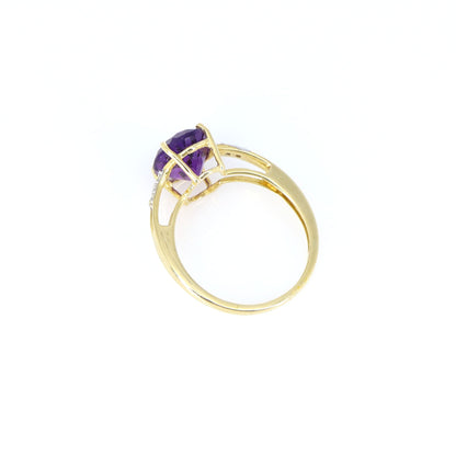Yellow Genuine Amethyst Ring 14K Gold