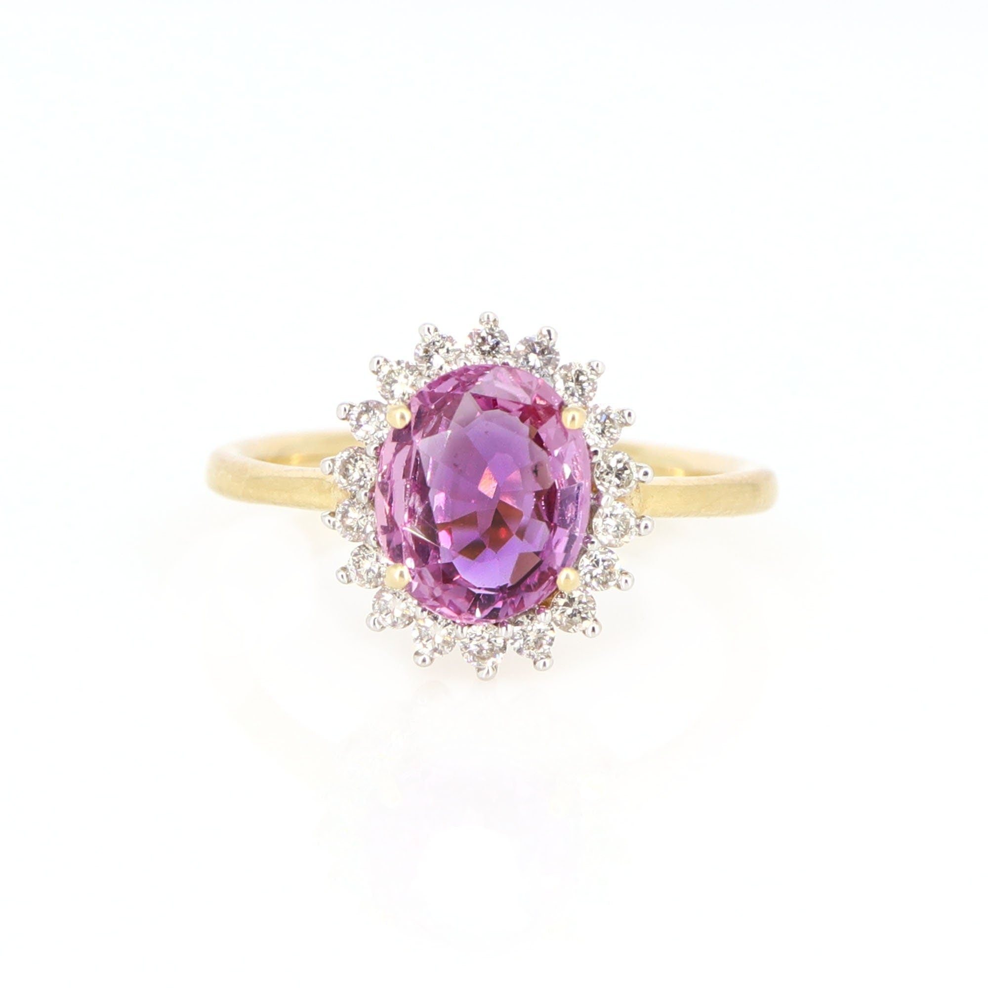 Yellow 1.46 Genuine Pink Sapphire Ring 14K Gold