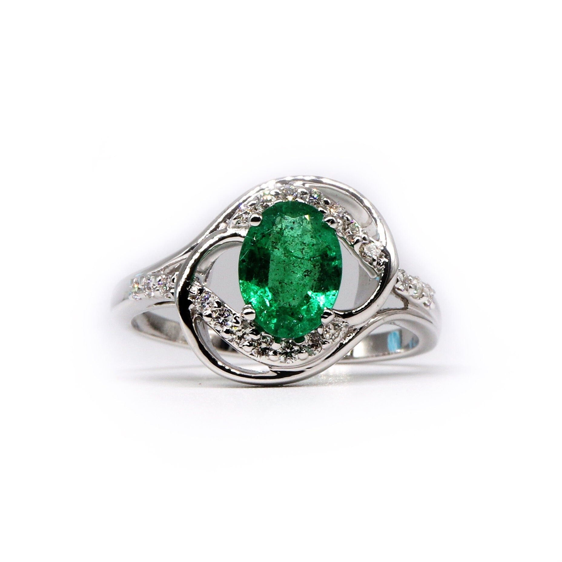 Handmade White Emerald Ring 18K Gold