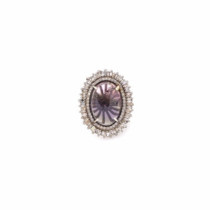 Multi Color Stone Ring Silver
