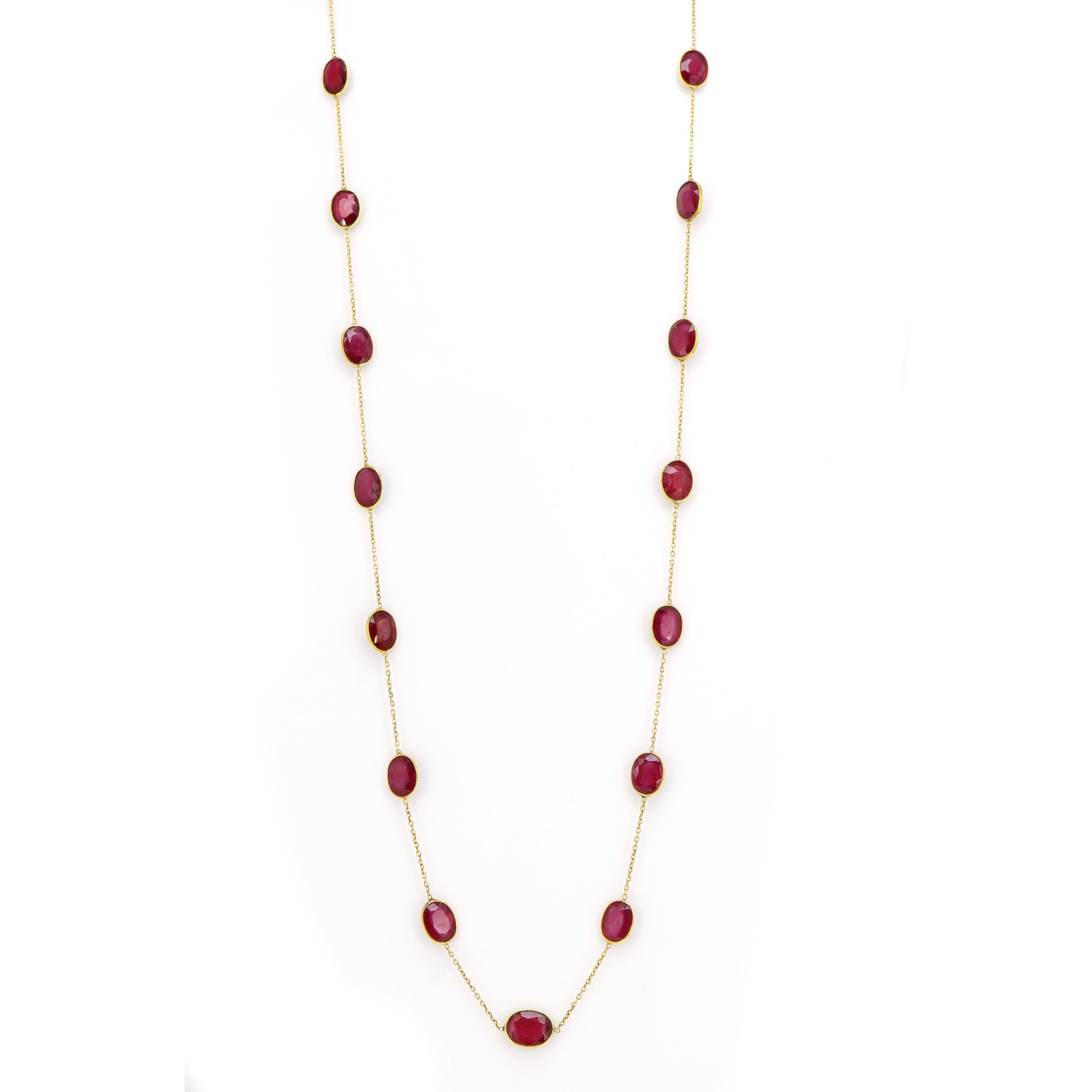 Elegant Red Ruby Chain Setted Yellow / Best / Wedding&Anniversary / Elegant Chain / Chain [ ] 14K Gold