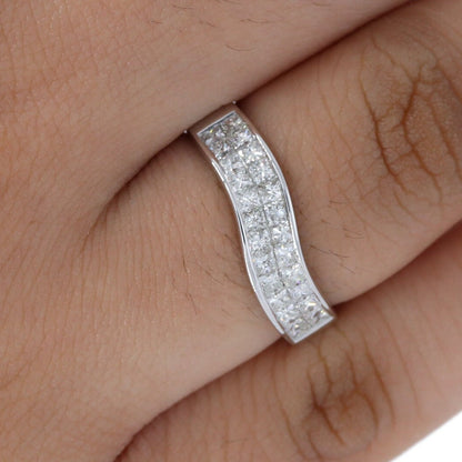 White Princess Cut Ring 14K Gold