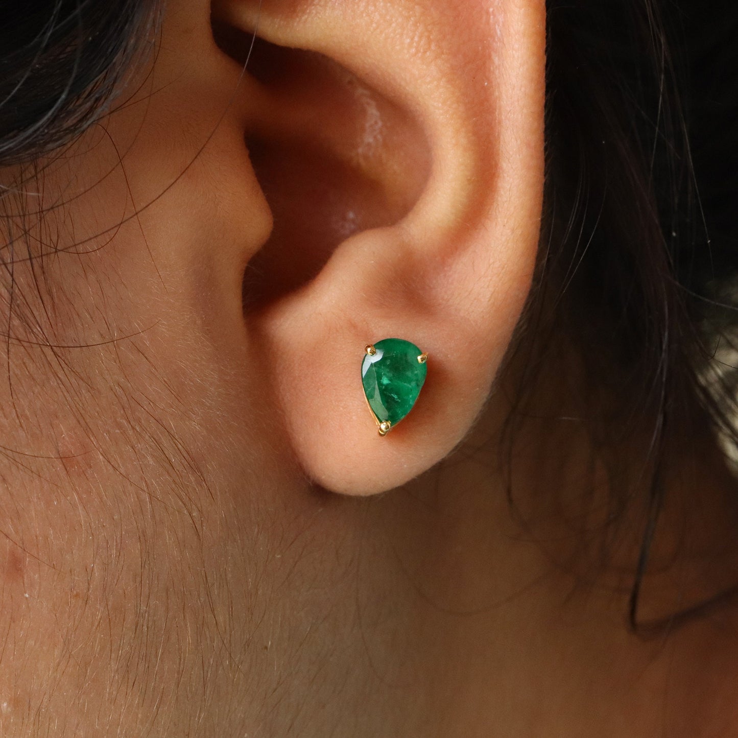 Emerald Stud Earring 14K Gold
