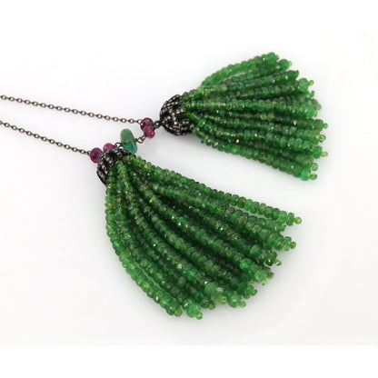Handmade Tassel Emerald Necklace