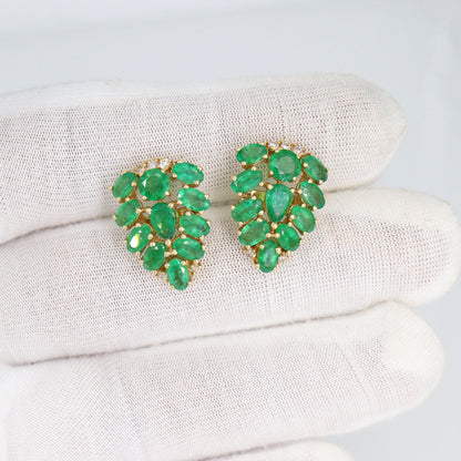 5.73 Emerald Big Size Pair Earring Gold