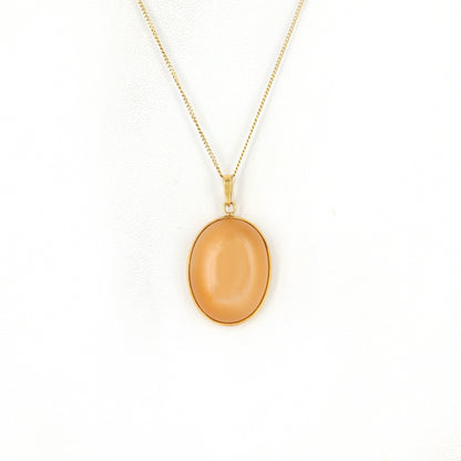 Peach Moonstone Pendant 14K Gold