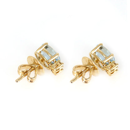 Aquamarine Stud Earring 14K Gold