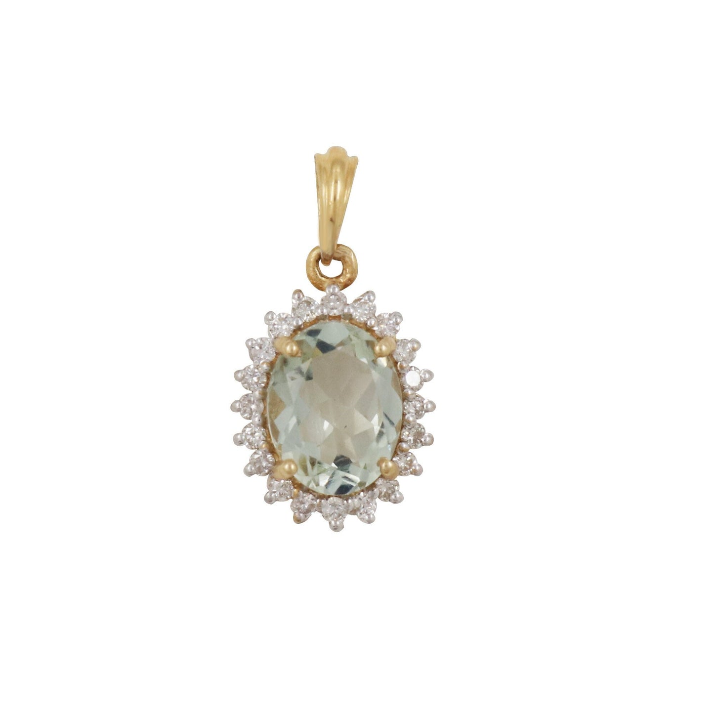 Green Amethyst Pendant 14K Gold