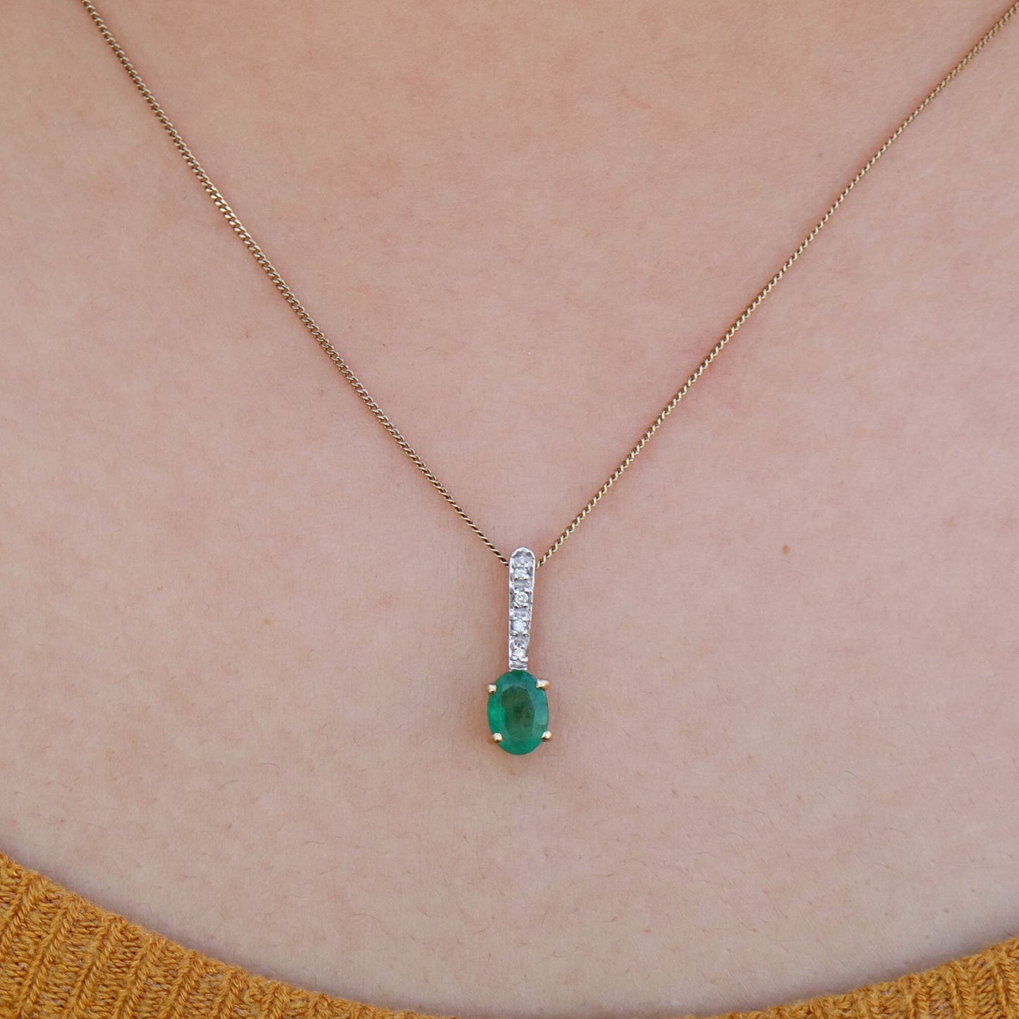 0.88 Emerald Pendant 14K Gold