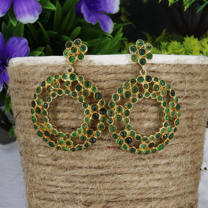 Victorian Stylish Chrome Diopside Gemstone Earring