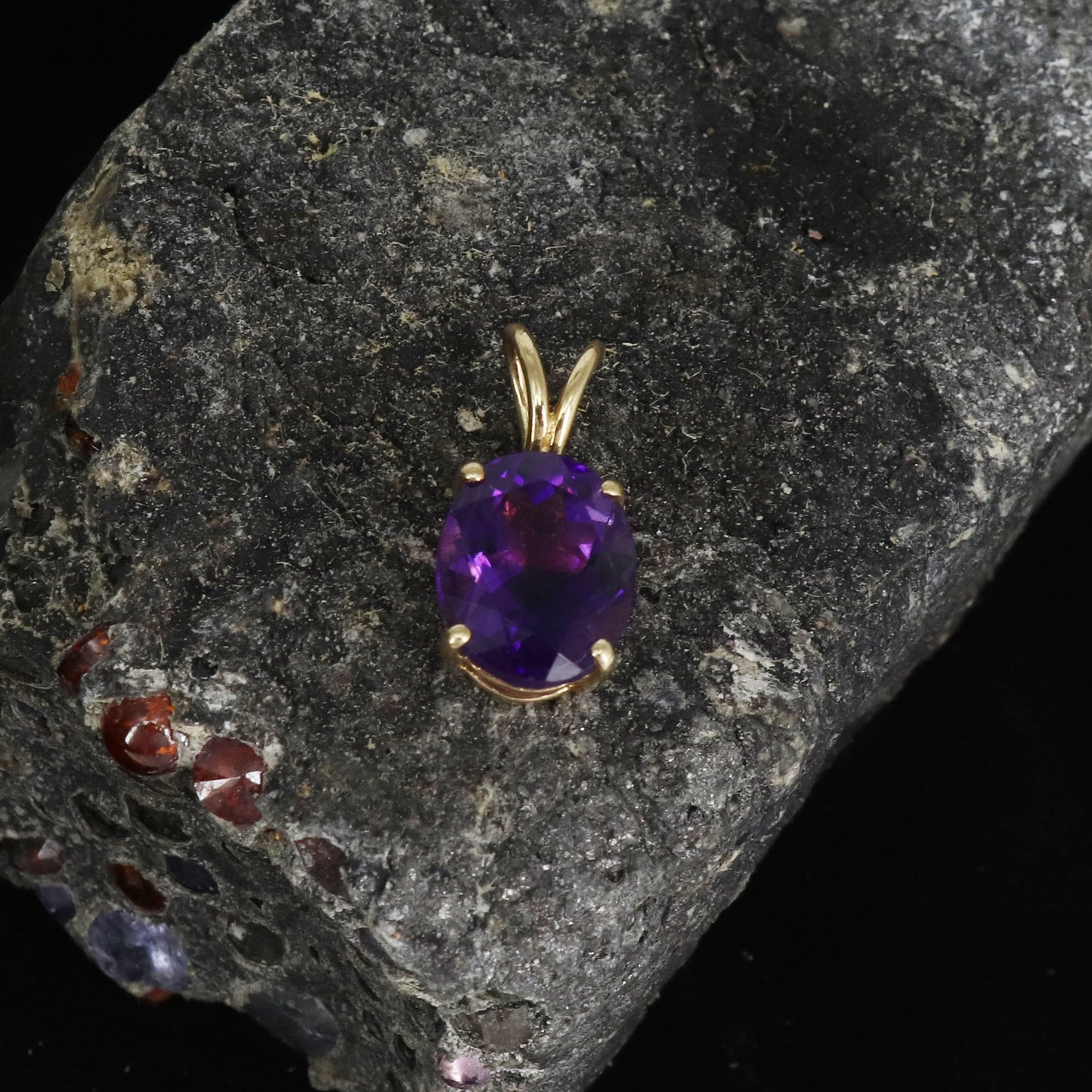 Boho Jewelry Purple Amethyst Necklace 14K Gold