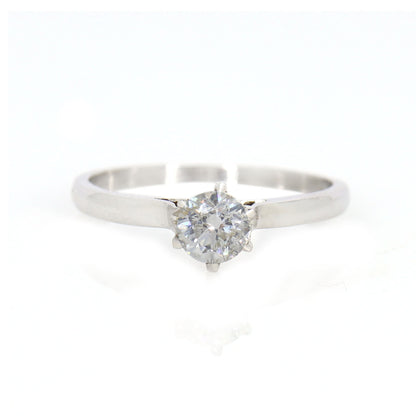 0.35 . White Minimalist Solitaire / Anniversary / Solitaire Wedding Ring 18K Gold