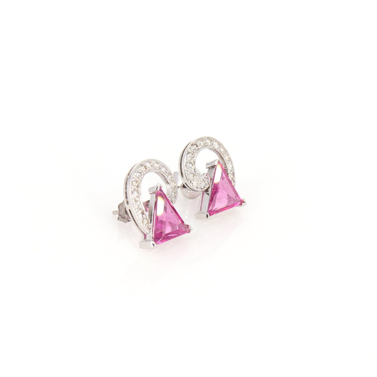 Beautiful White Rubellite Tourmaline Stud Earring 18K Gold