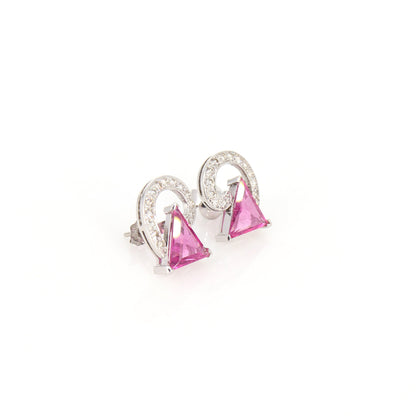 Beautiful White Rubellite Tourmaline Stud Earring 18K Gold