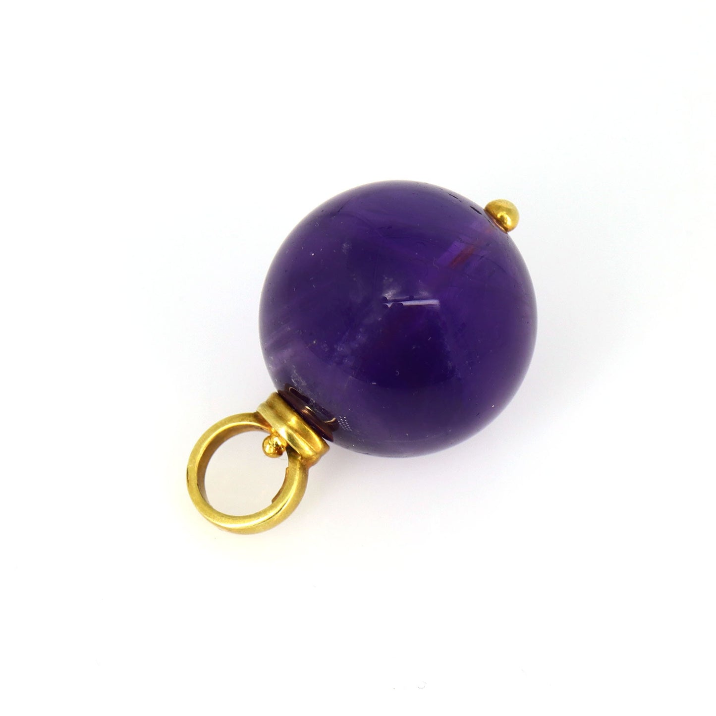 Yellow Estate Amethyst Ball Drop/Dangle Pendant 18K Gold