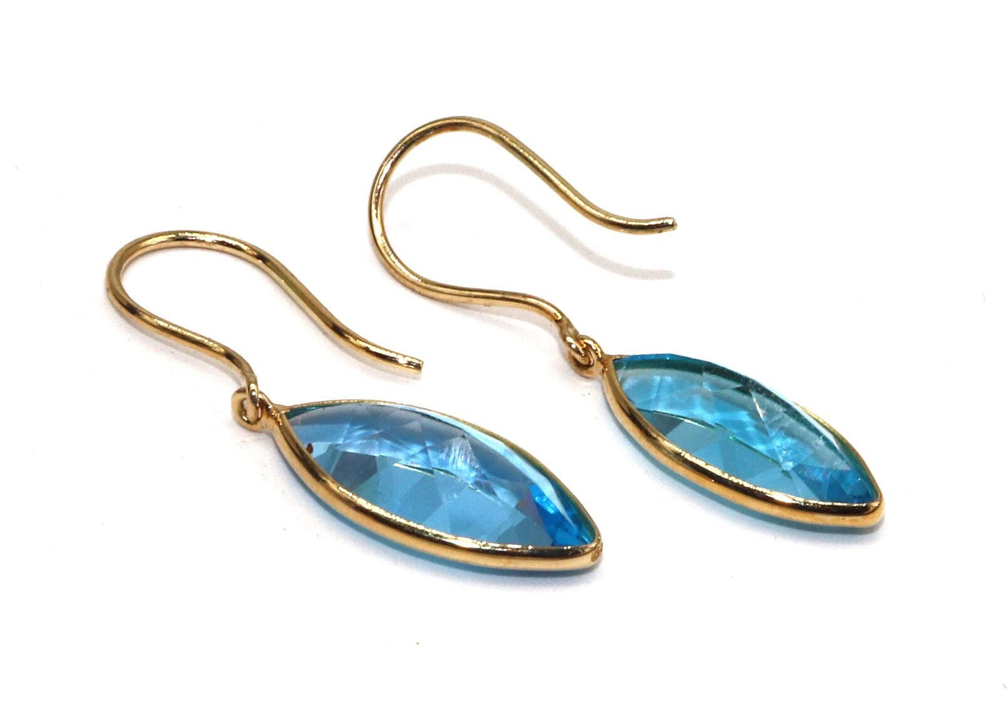 Yellow Handmade Blue Topaz Earring 18K Gold