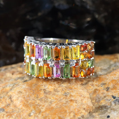 Rainbow Multi Sapphire & Ring Silver