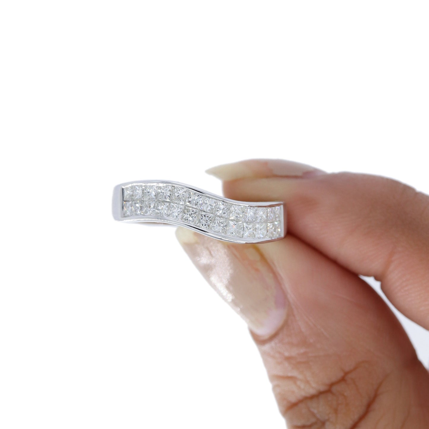 White Princess Cut Ring 14K Gold