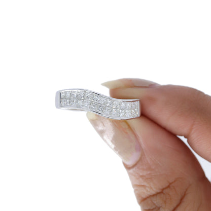 White Princess Cut Ring 14K Gold