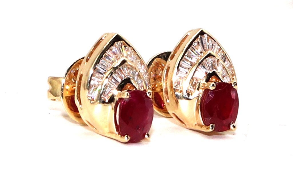 Handmade Ruby Anddiamond Earring 14K Gold