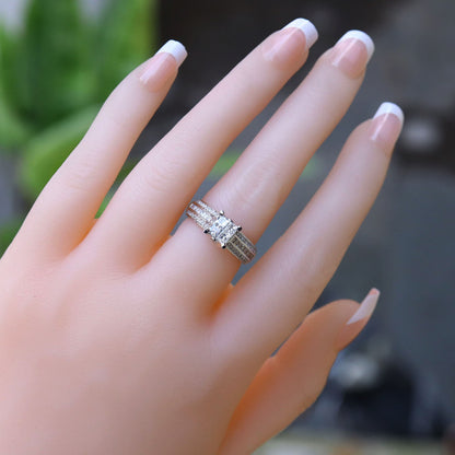 White Stunner Over 1.01 Carats Invisible Princess Cut Ring 18K Gold