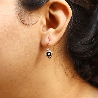 Black Onyx Dangle Earring Gold