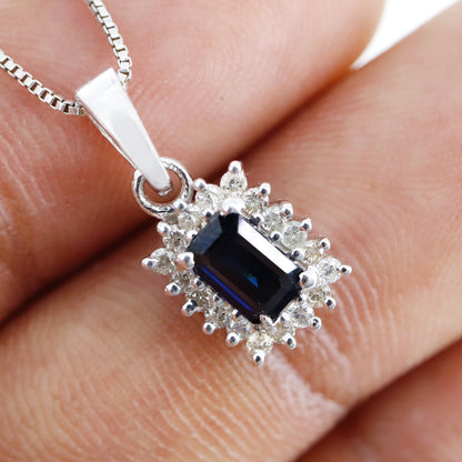 Genuine Blue Sapphire Pendant Silver