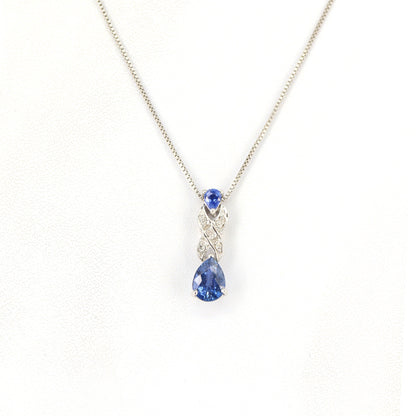 Pear Cut Blue Sapphire Pendant 14K Gold
